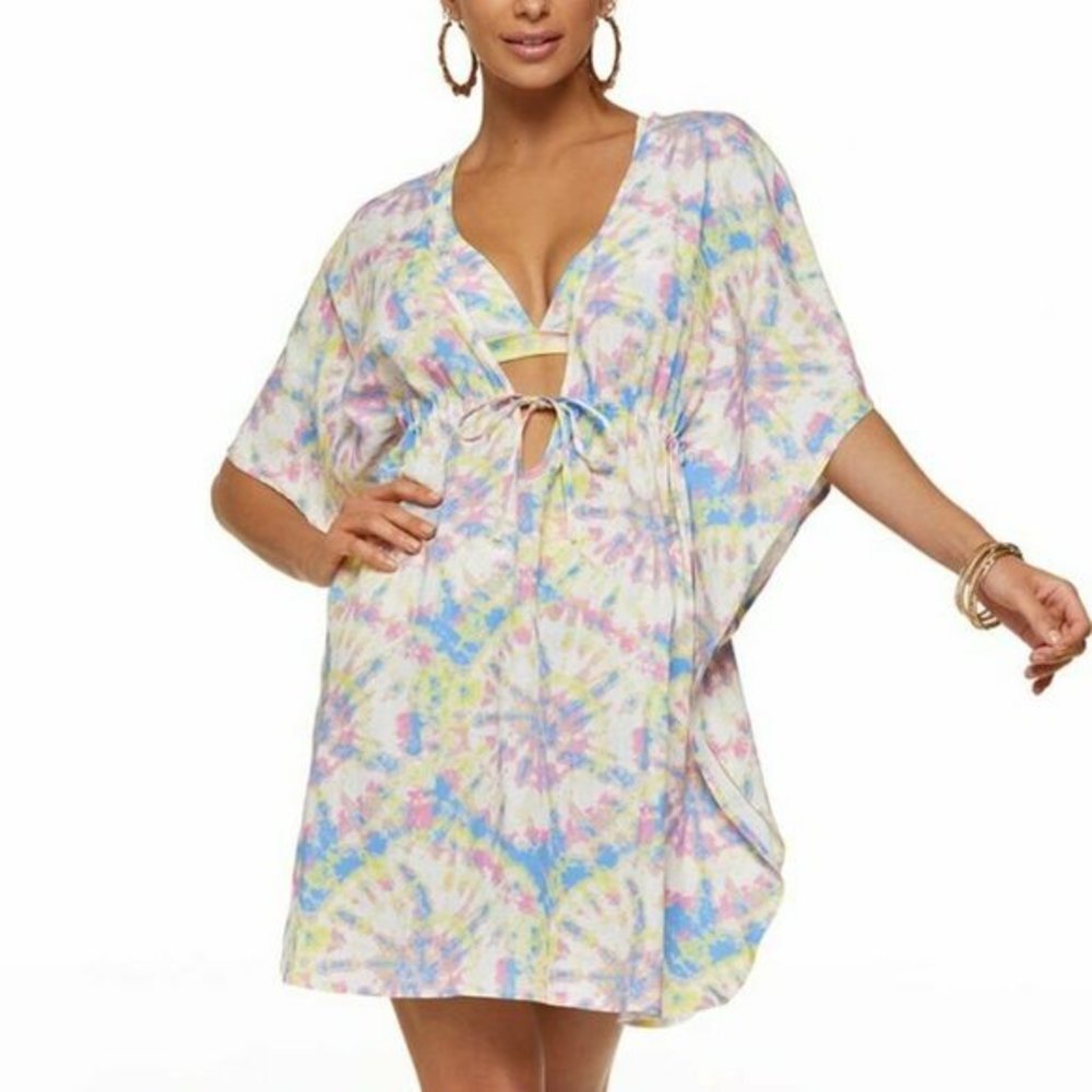 Jessica Simpson Go With The Flow Caftan Swim Cover-Up Spritz M